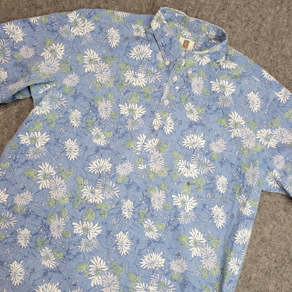 Tori Richard Shirt Mens XL Blue Floral Hawaiian USA Made Resort Aloha Island